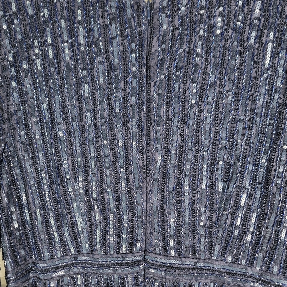 Mac Duggal size 14 Beaded Lace Longsleeve Wrap Over Midnight Navy 93679D dress - Picture 5 of 16